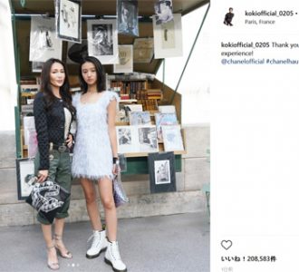 キムタクの次女・Koki,、工藤静香と母娘ショットが話題