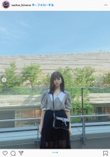 なちょす、レトロガーリーコーデ　シースルーのスカートで抜け感「可愛い」