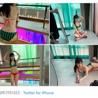 川上千尋、ノースリワンピ×ビキニで魅了