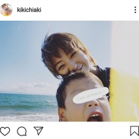 伊藤千晃、息子と２ショット