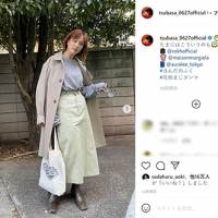 本田翼、くすみカラーの春コーデ
